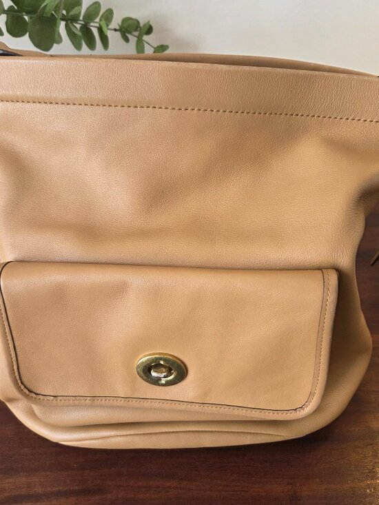 Coach Handbags - Coach Leather Legacy Bucket bag tan with gold tone hardware